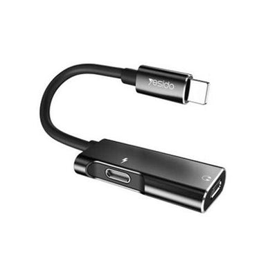 Yesido Lightning 2 in 1 Cable Wireless Audio & Charging - Black
