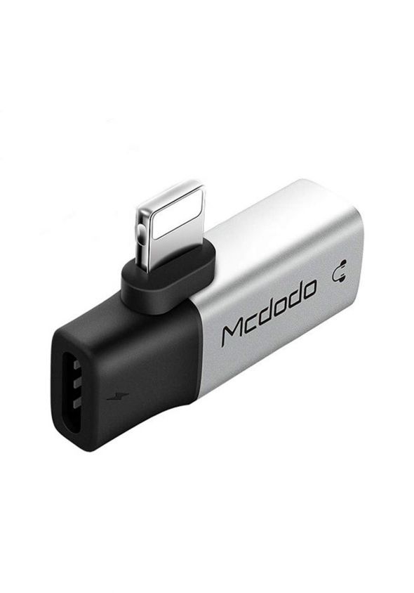 Mcdodo 2 in 1 Lightning to Dual Lightning Audio Adapter - Silver