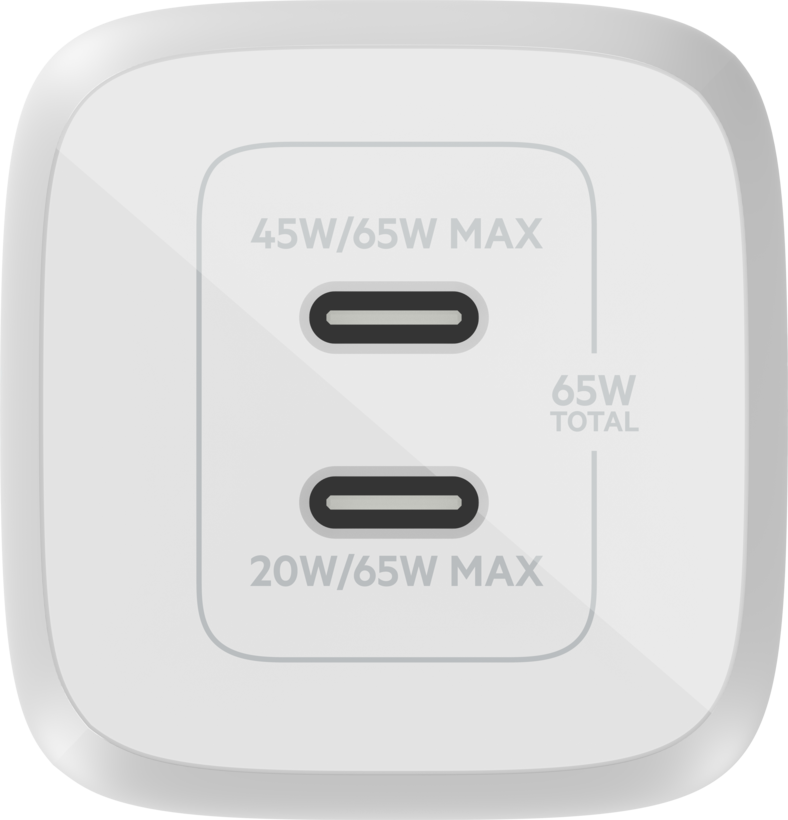 Belkin 65W Dual USB C PD GaN Wall Charger with PPS - White