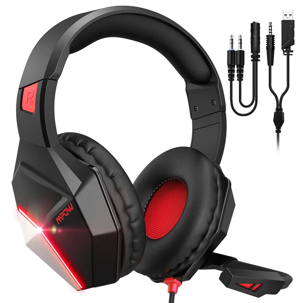 MPOW EG10 Gaming Wired Headset Black+Red