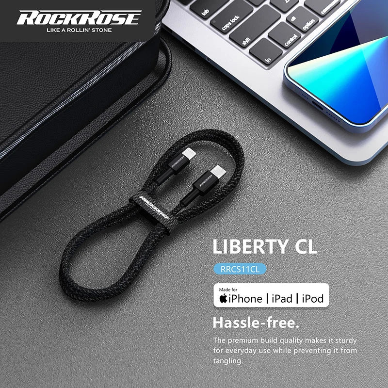 Rockrose liberty cl1 20w lightning to usb-c charge & sync cable
