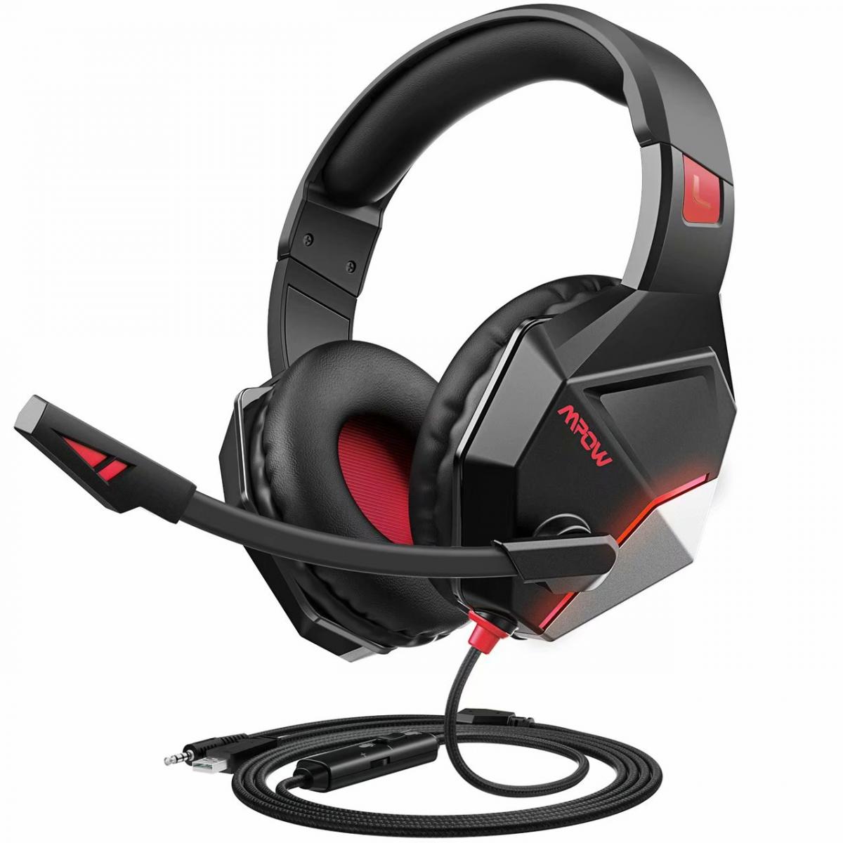 MPOW EG10 Gaming Wired Headset Black+Red