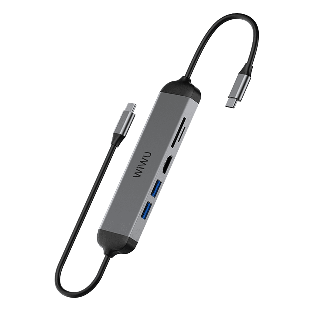 WIWU ALPHA 5 IN 1 USB-C HUB A521H - GRAY WIWU ALPHA 5 IN 1 USB-C HUB A521H - GRAY