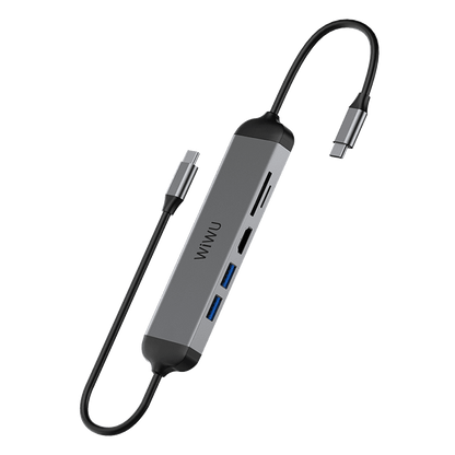 WIWU ALPHA 5 IN 1 USB-C HUB A521H - GRAY - JoCell جوسيل