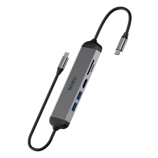 WIWU ALPHA 5 IN 1 USB-C HUB A521H - GRAY - JoCell جوسيل