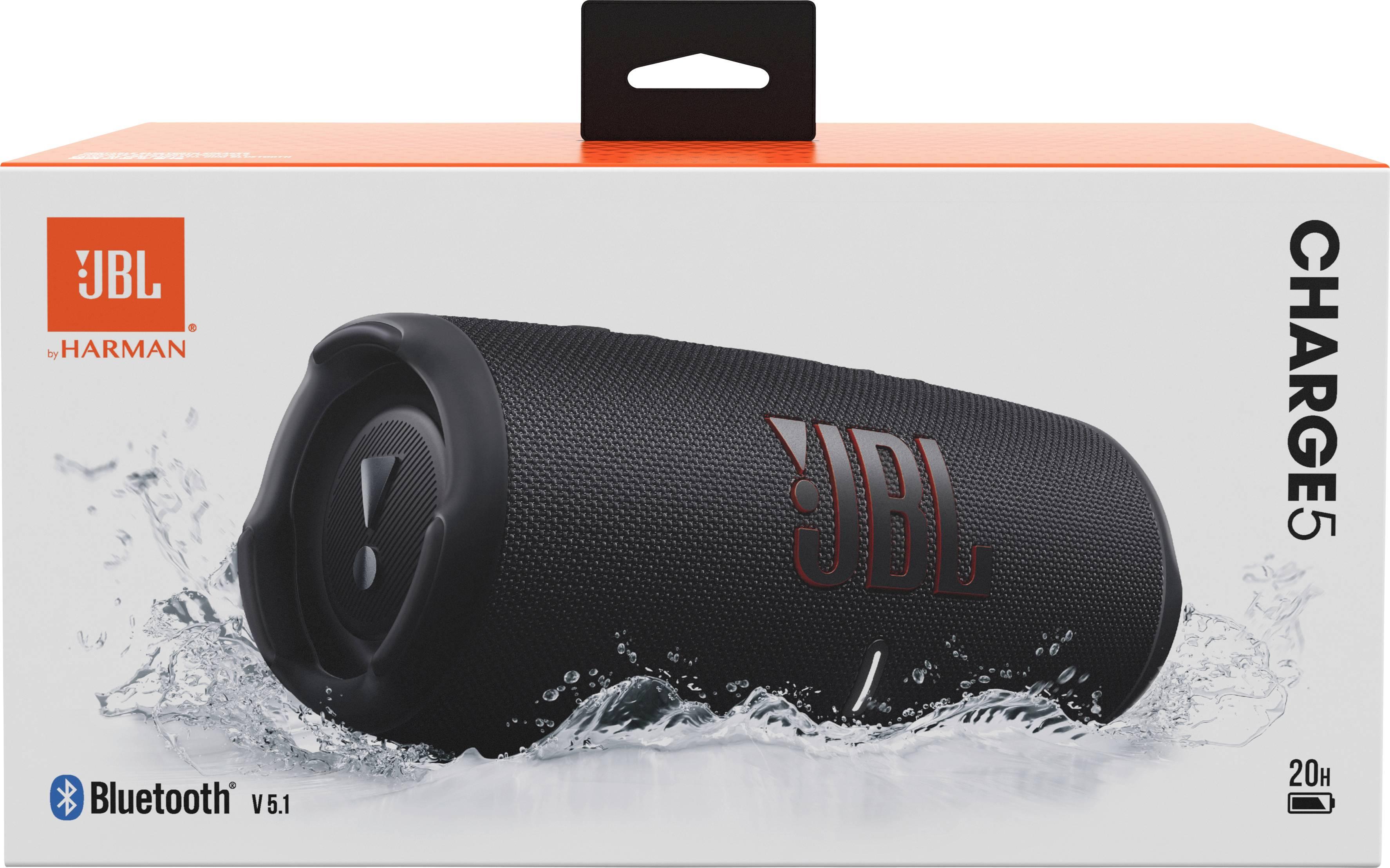 مكبر صوت JBL CHARGE 5 بلوتوث مقاوم للماء للاستخدام الخارجي بمنفذ USB باللون الأسود