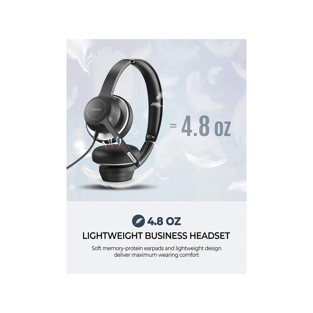 MPOW HC6 Business Wired Headset Black+Silver