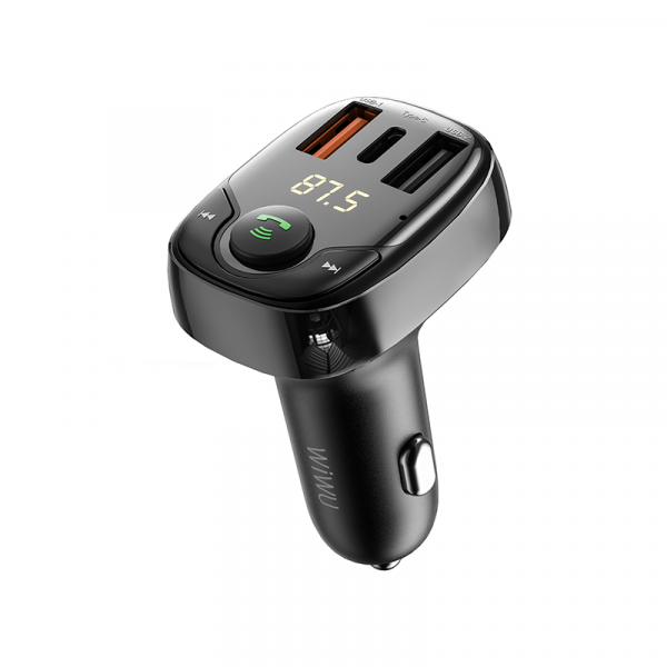 Wiwu pc600 type-c+usbx2 36w quick car charger - black
