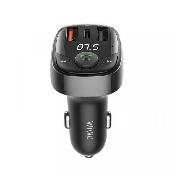 Wiwu pc600 type-c+usbx2 36w quick car charger - black