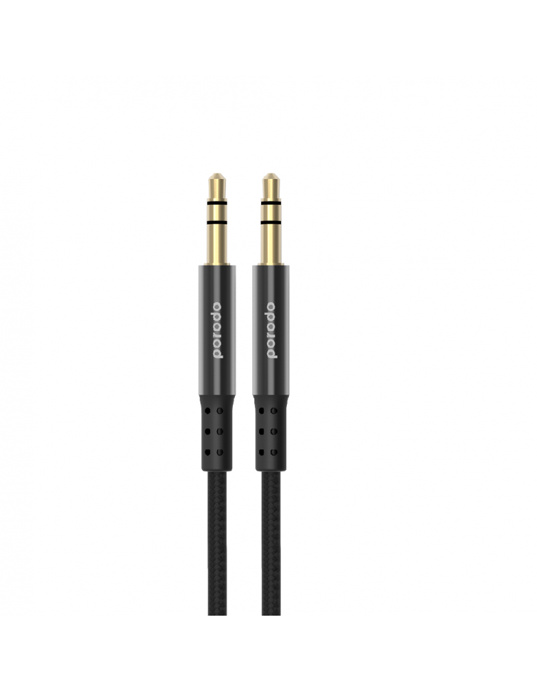 Porodo PVC AUX Audio Cable 3.5mm 1M - Black