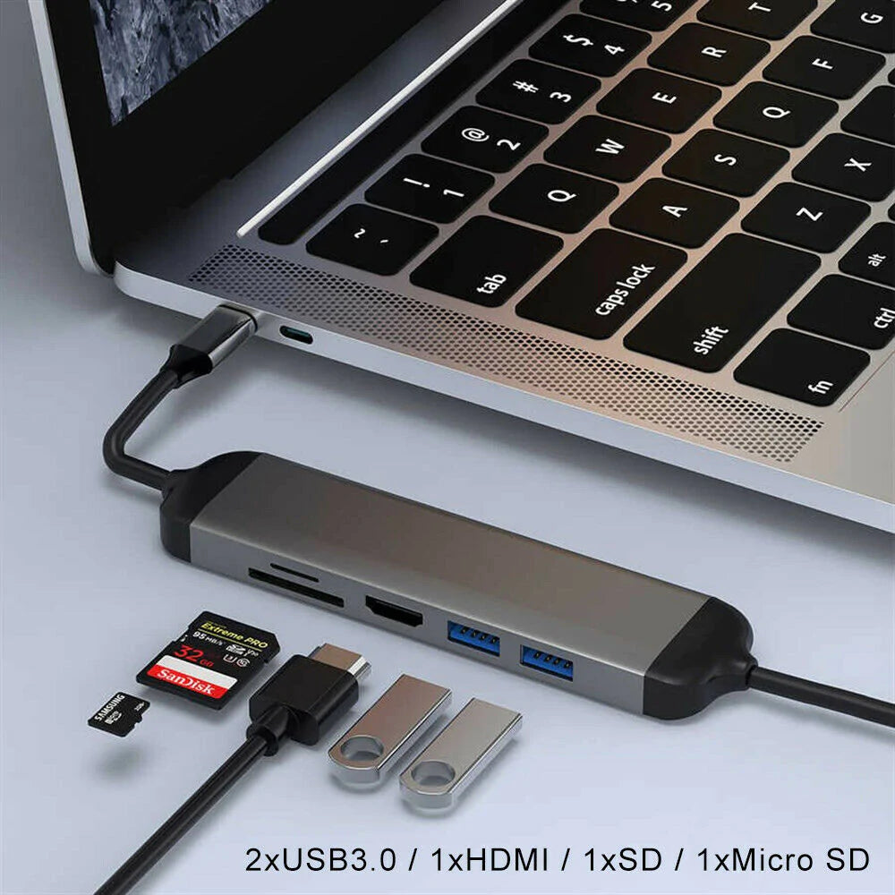 WIWU ALPHA 5 IN 1 USB-C HUB A521H - GRAY WIWU ALPHA 5 IN 1 USB-C HUB A521H - GRAY