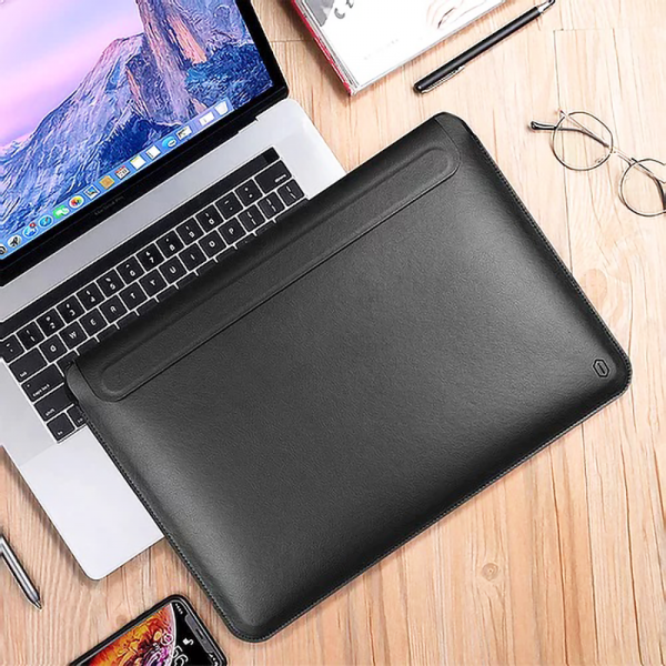 Wiwu skin pro ii pu leather sleeve for macbook 16" - black