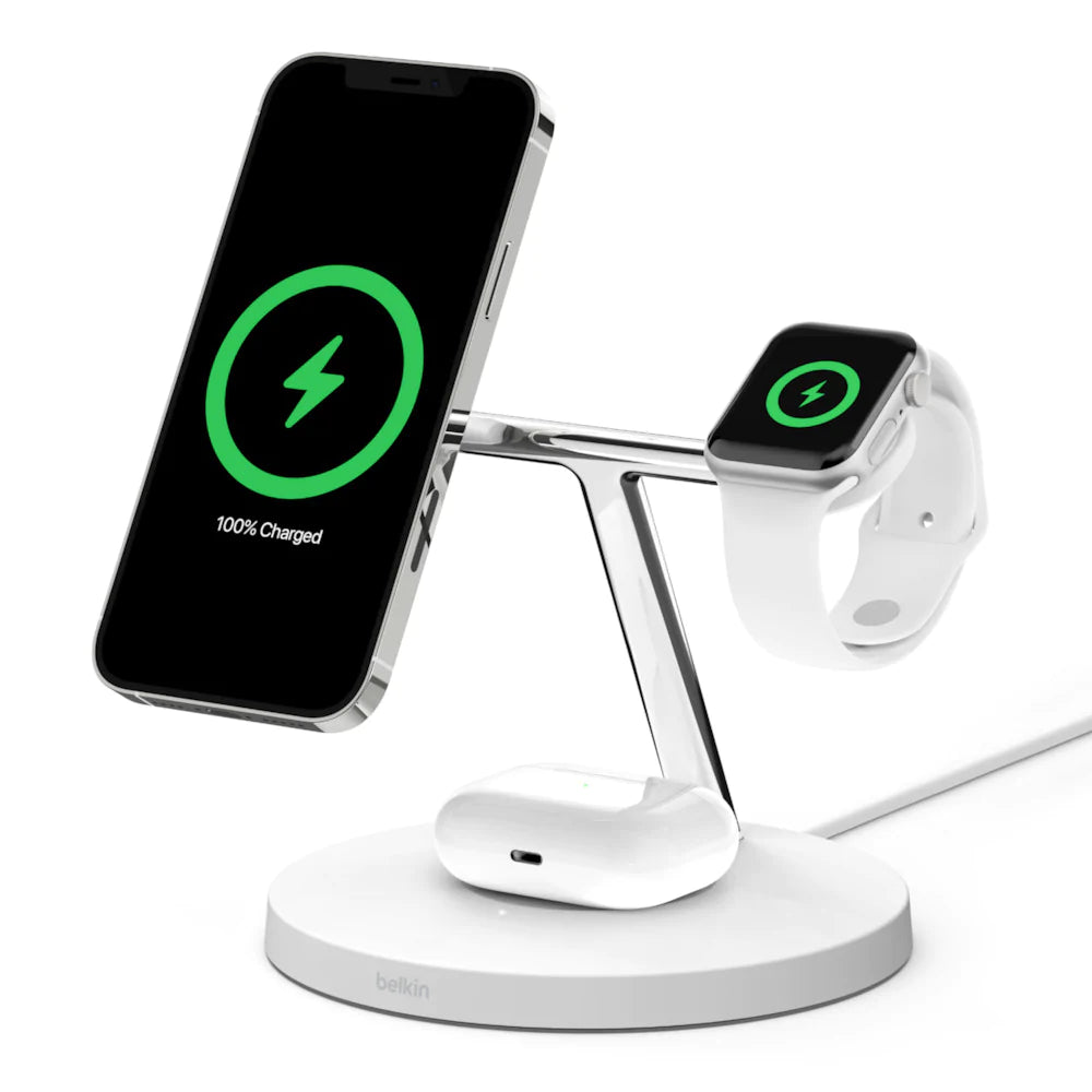 Belkin CHARGE PRO 3-in-1 15W Wireless Charger with MagSafe and Watch and AirPods.