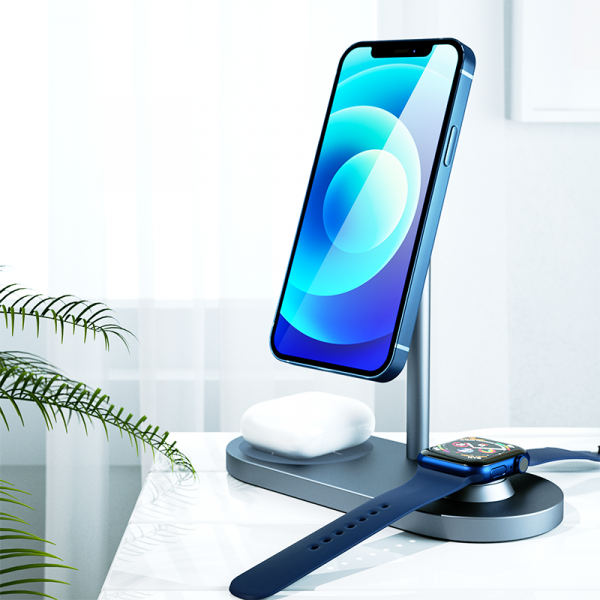 Wiwu x23 power air 15w 3 in 1 wireless charger - gray