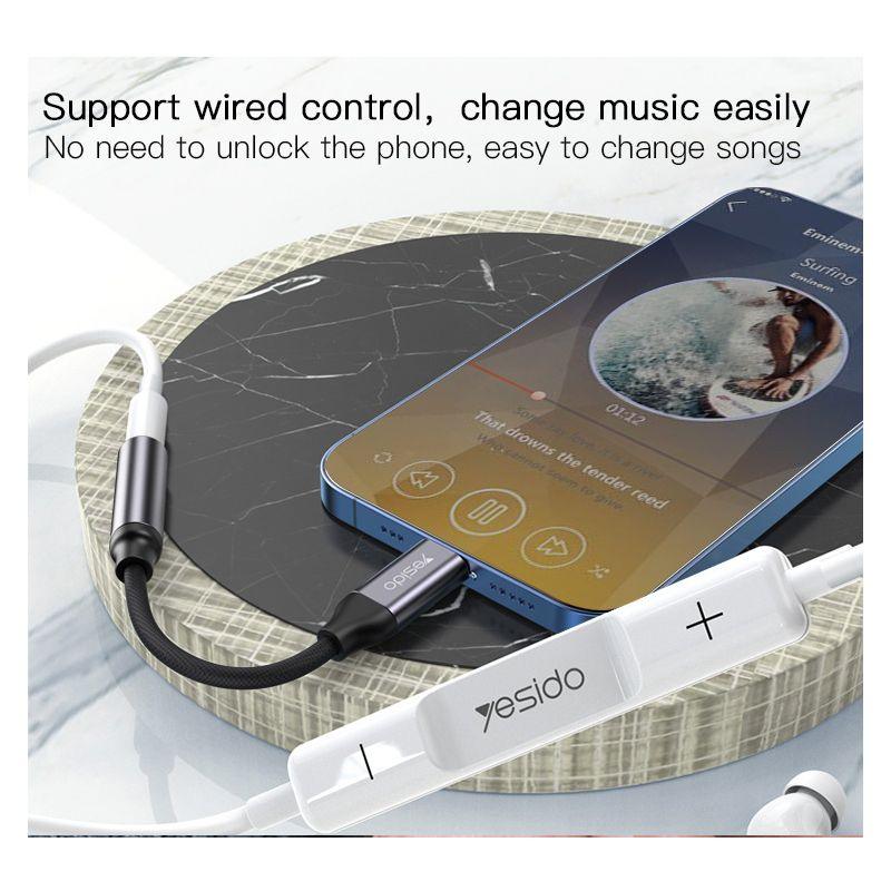 Yesido YAU 21 Audio Adapter 8 pin to 3.5mm - Grey