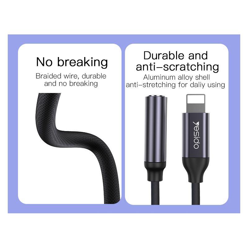 Yesido YAU 21 Audio Adapter 8 pin to 3.5mm - Grey