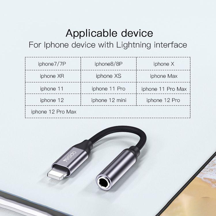 Yesido YAU 21 Audio Adapter 8 pin to 3.5mm - Grey